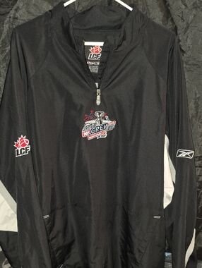 Reebok Black and Gray LCF Quarter-Zip Jacket